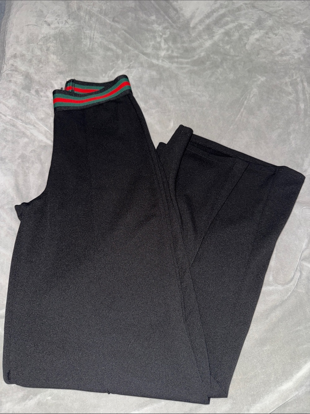 Wide Leg Black Jumpsuit with Striped Collar